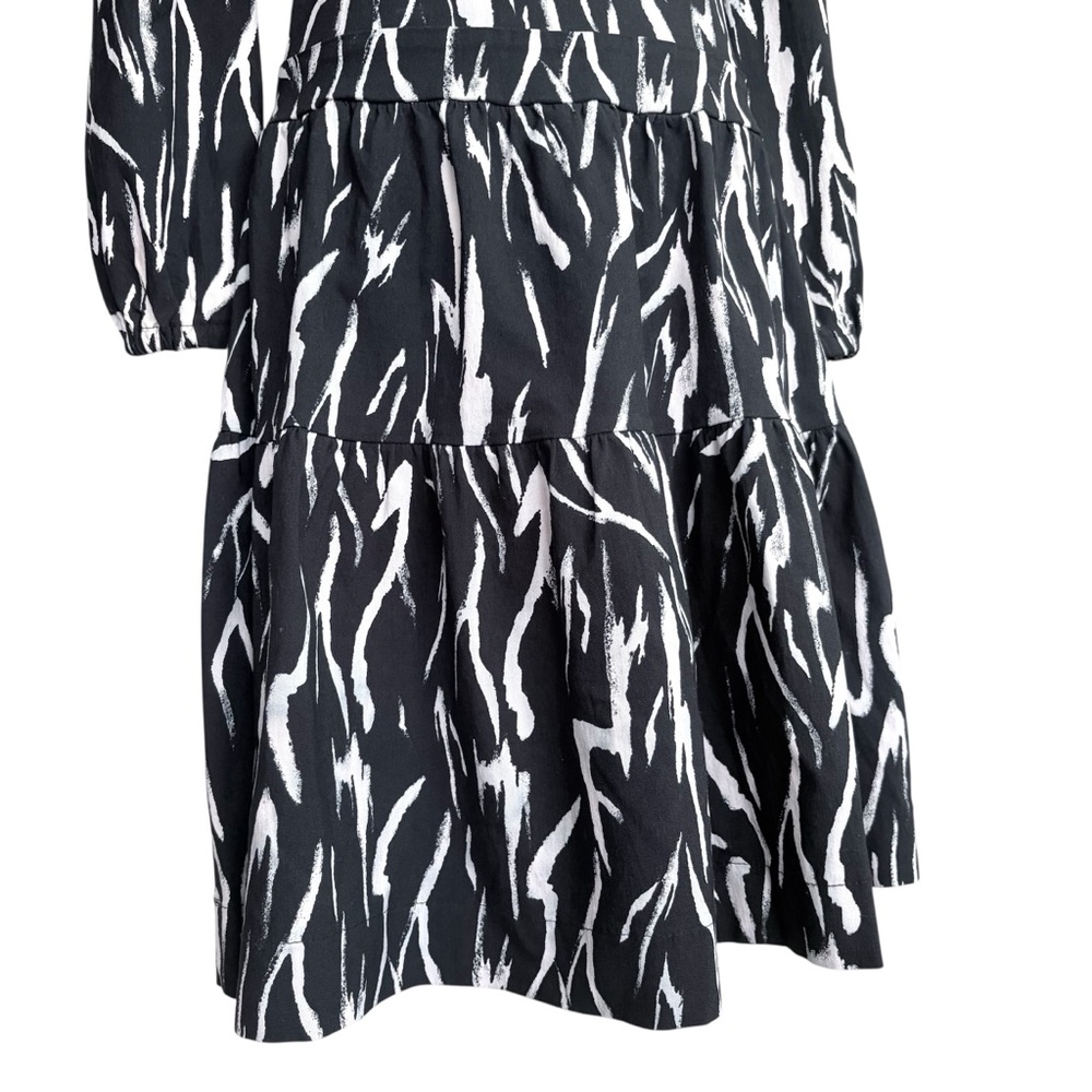 Noni Long-Sleeve Zebra Black White Print Fit & Flare Midi Dress Small Party Date - Picture 6 of 7